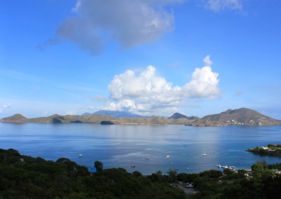 View across the Narrows to St Kitts from Coccoloba villa on Nevis, West Indies