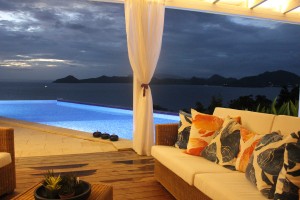 Evenings on the verandah at Coccoloba villa on Nevis, West Indies