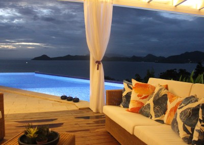 Evenings on the verandah at Coccoloba villa on Nevis, West Indies