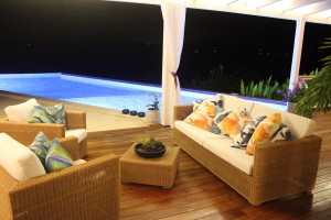 Outdoor living at Coccoloba villa on Nevis, West Indies